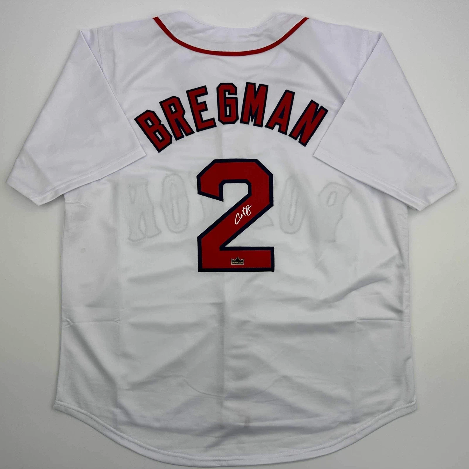 Facsimile Autographed Alex Bregman Boston White Reprint Jersey Size Men's XL