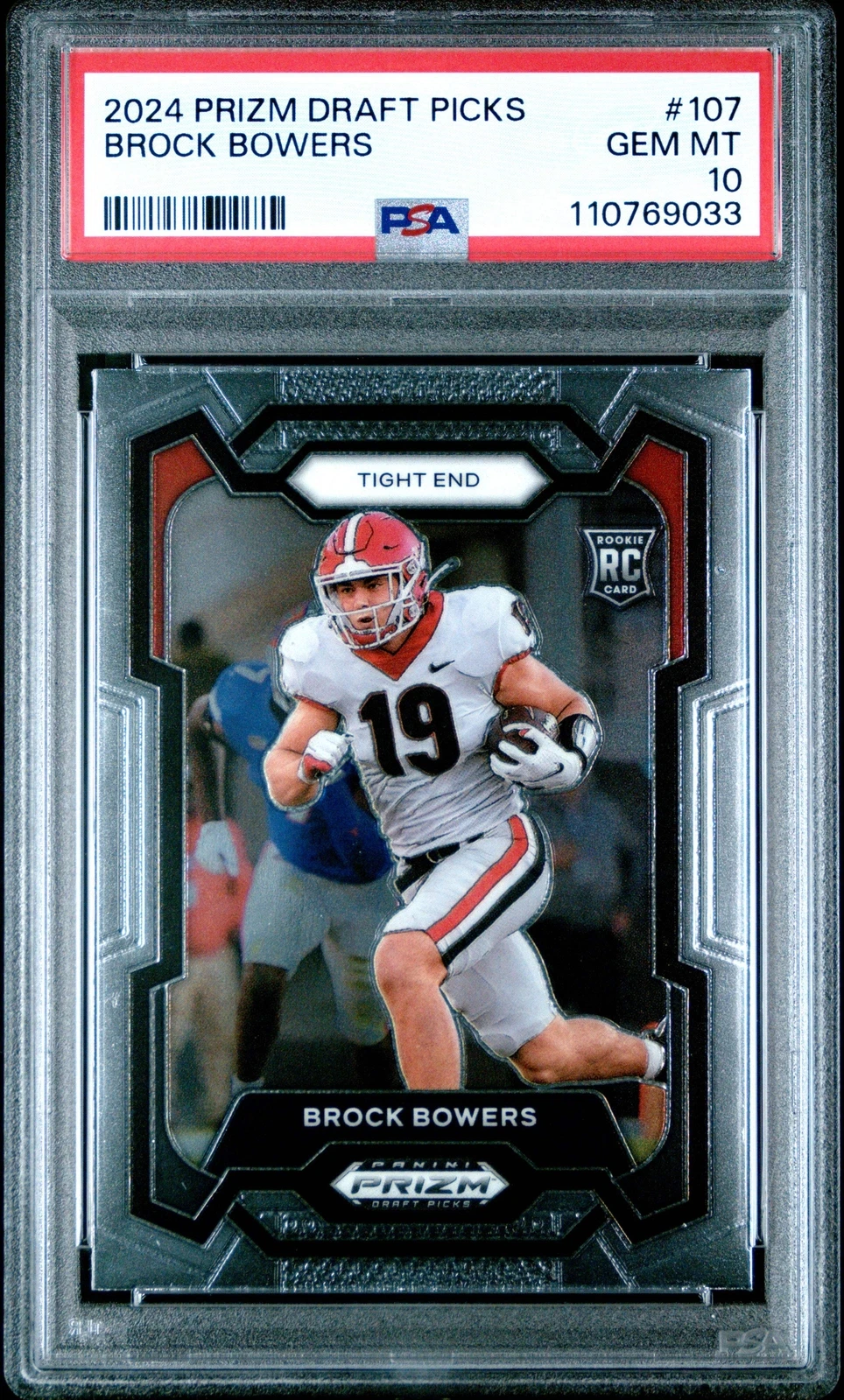 Graded 2024 Panini Prizm Draft Picks Brock Bowers #107 RC Football Card PSA 10