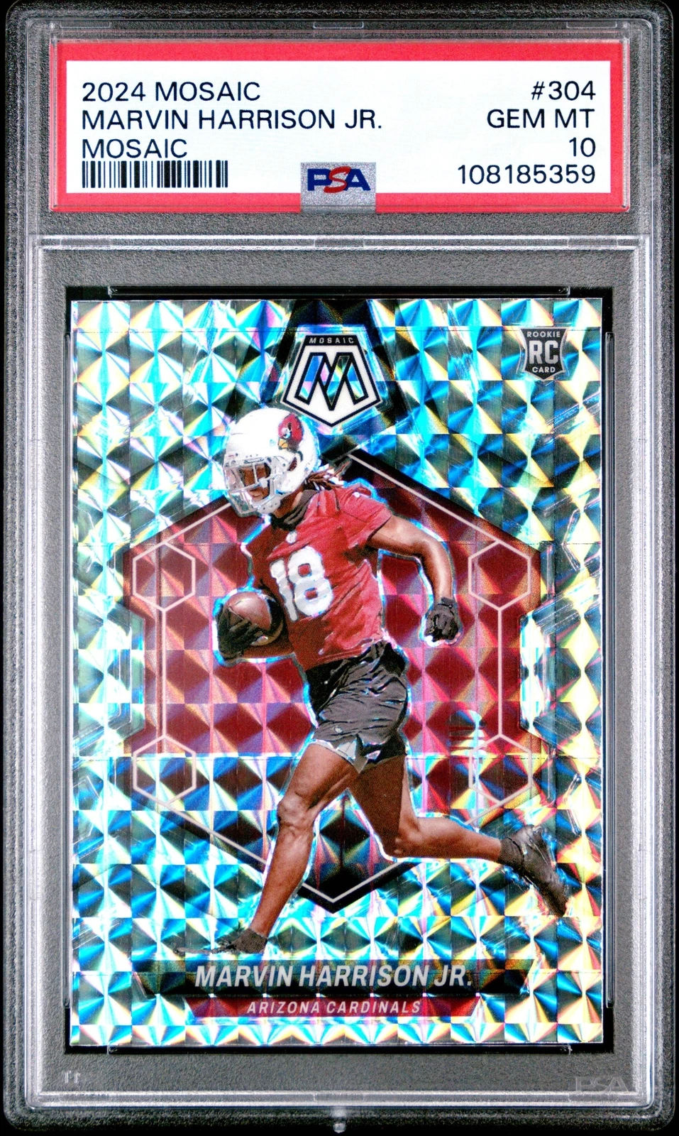 Graded 2024 Panini Mosaic Marvin Harrison Jr #304 Mosaic RC Football Card PSA 10