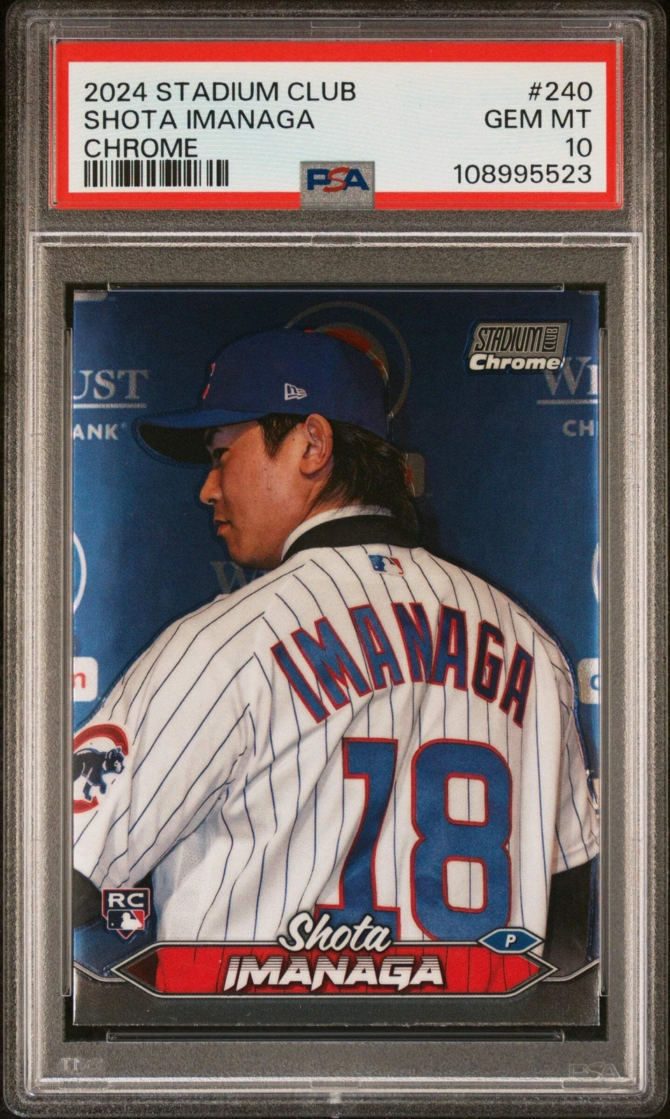 Graded 2024 Topps Stadium Club Shota Imanaga #240 Chrome RC Baseball Card PSA 10