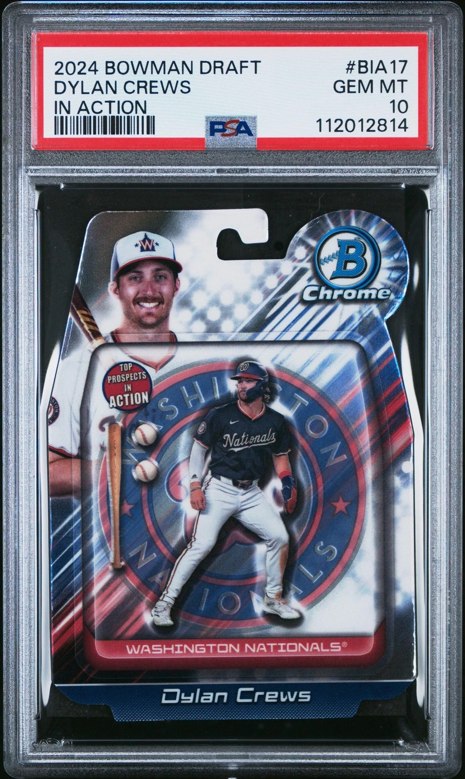 Graded 2024 Topps Bowman Draft Dylan Crews #BIA17 In Action Baseball Card PSA 10