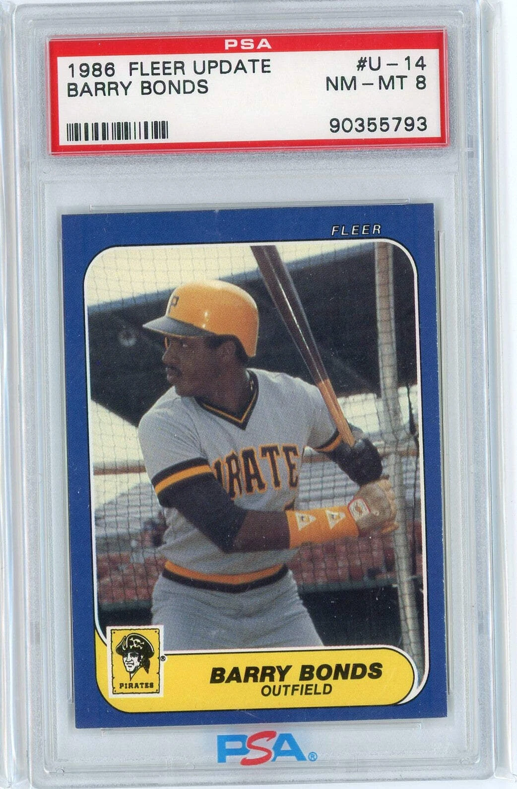 Graded 1986 Fleer Update Barry Bonds #U144444 Rookie RC Baseball Card PSA 8