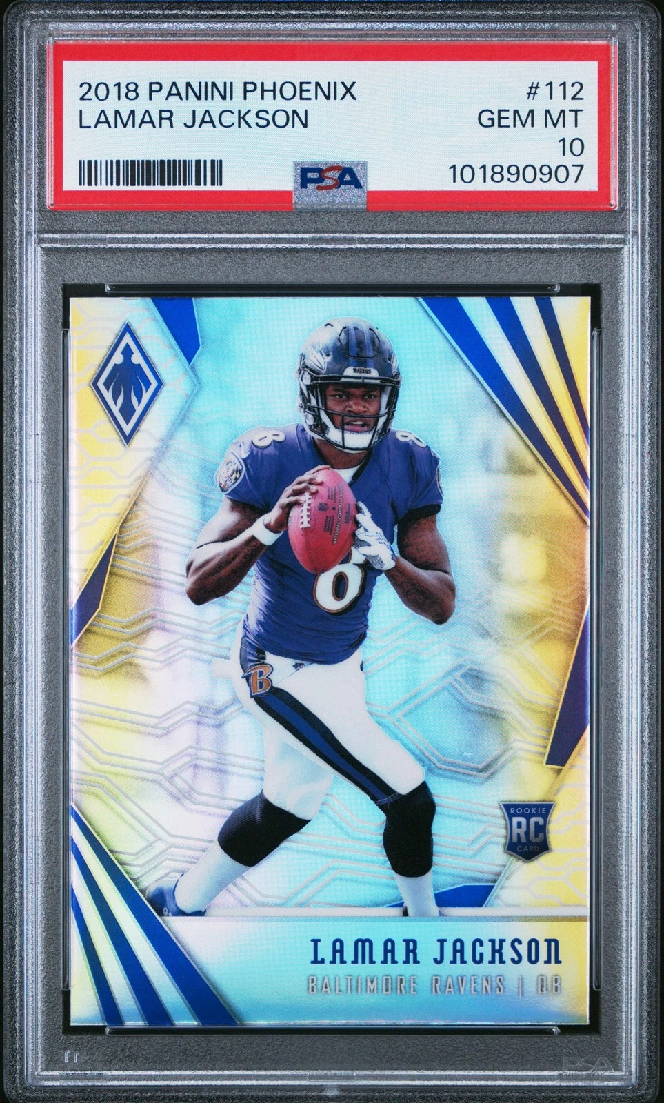 Graded 2018 Panini Phoenix Lamar Jackson #112 Rookie RC Football Card PSA 10