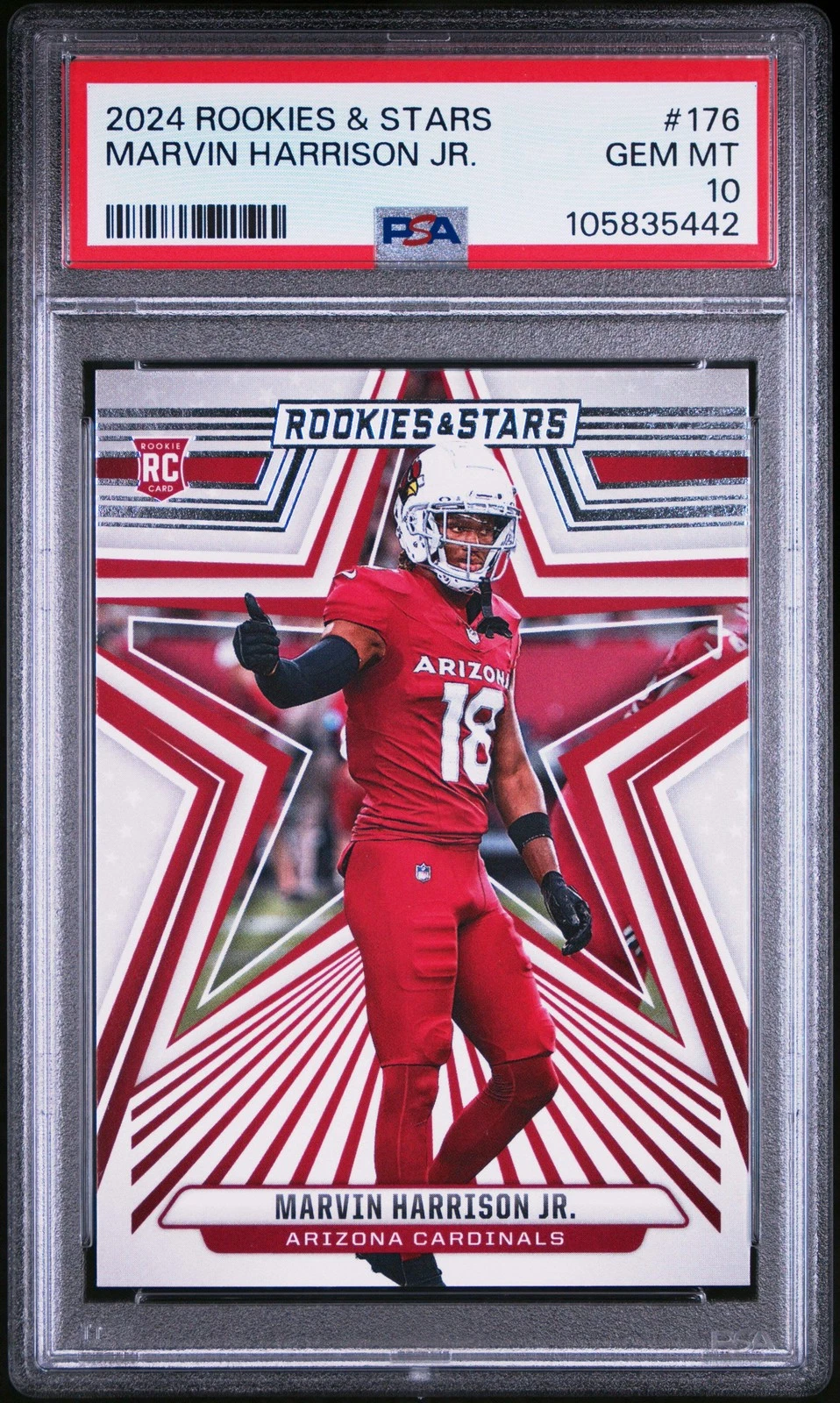 Graded 2024 Panini R&S Marvin Harrison Jr #176 Rookie RC Football Card PSA 10