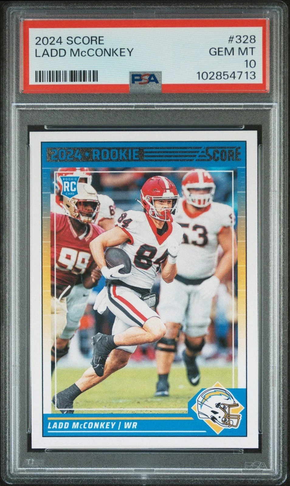 Graded 2024 Panini Score Ladd McConkey #328 Rookie RC Football Card PSA 10