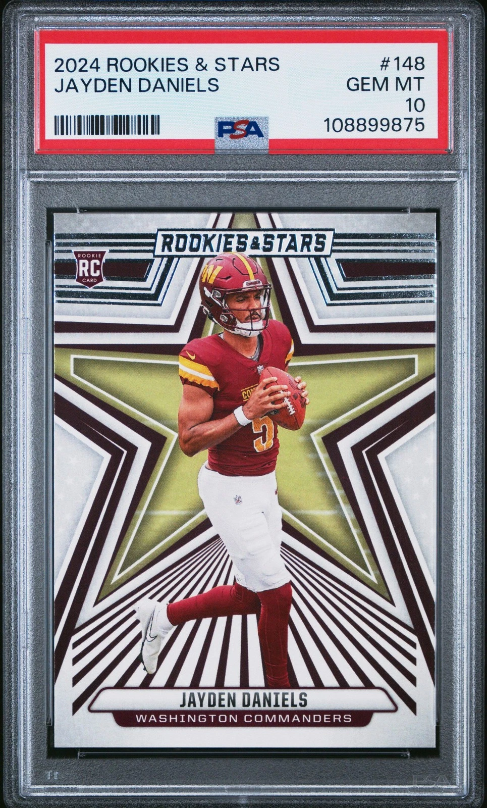 Graded 2024 Panini Rookies & Stars Jayden Daniels #148 RC Football Card PSA 10
