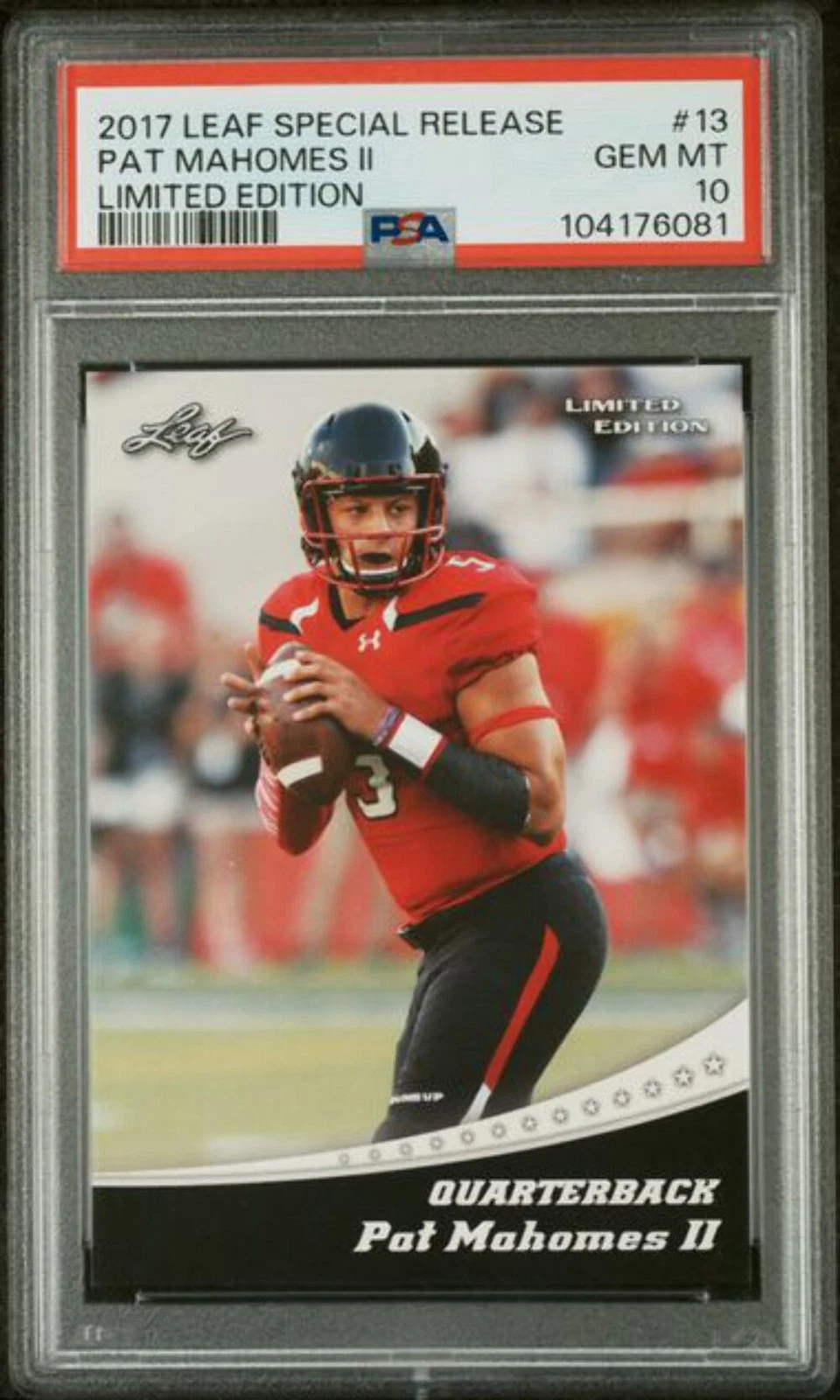 Graded 2017 Leaf Draft Patrick Mahomes II #13 Special Release LE RC PSA 10