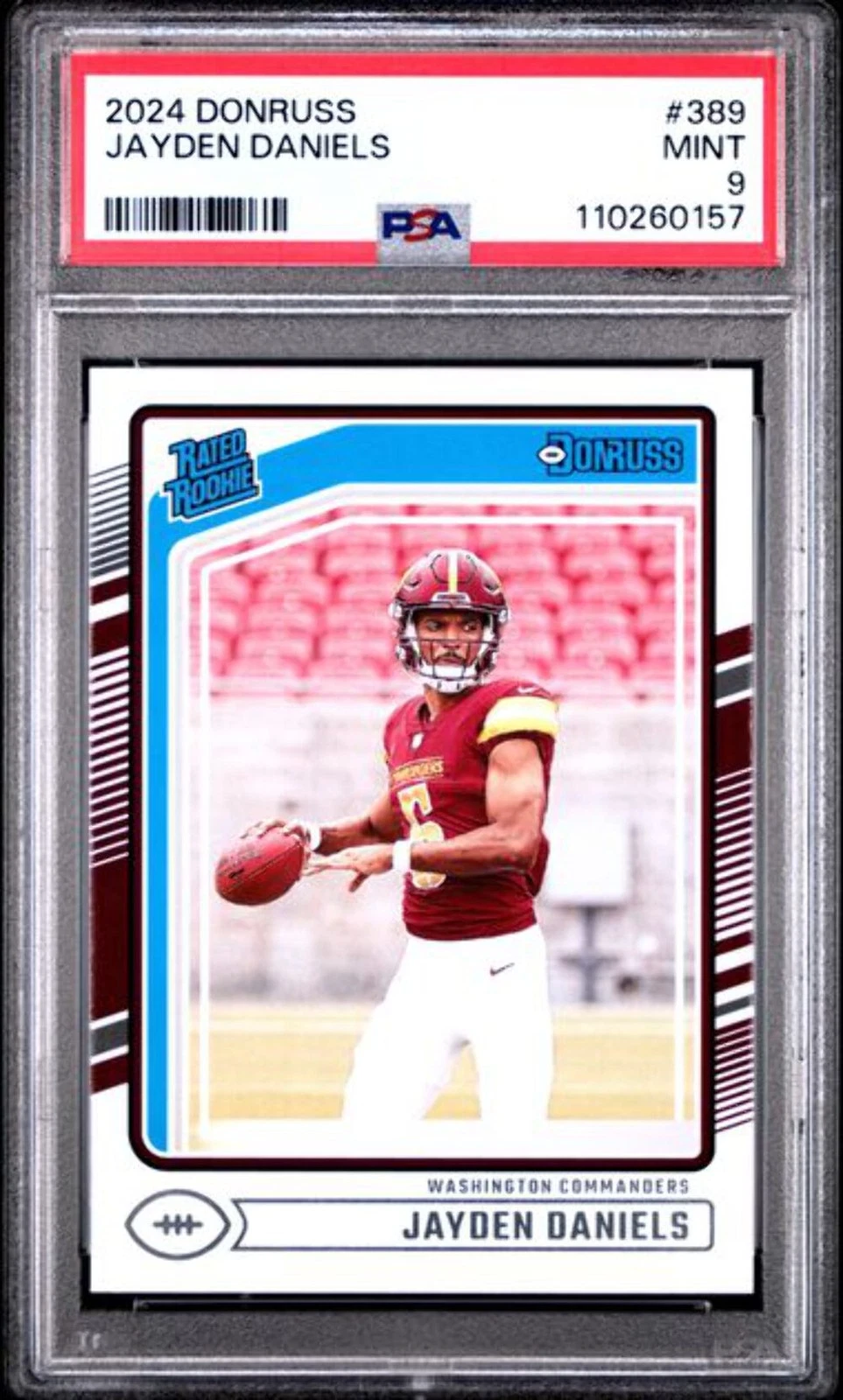 Graded 2024 Panini Donruss Jayden Daniels #WSH Rookie RC Football Card PSA 9