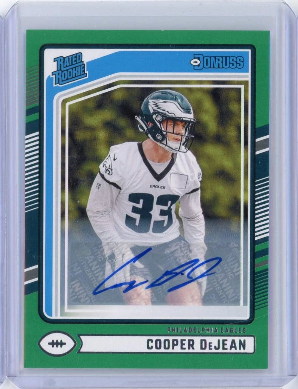 2024 Panini Donruss Press Proof Green Cooper DeJean #305 Auto Rookie Card