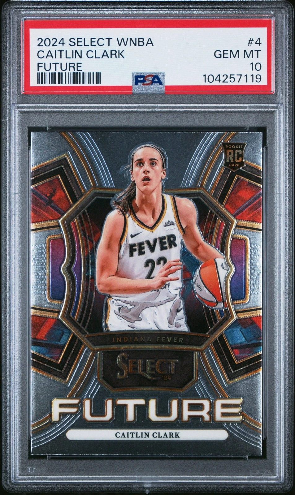 Graded 2024 Panini Select Caitlin Clark #4 Future Rookie Basketball Card PSA 10