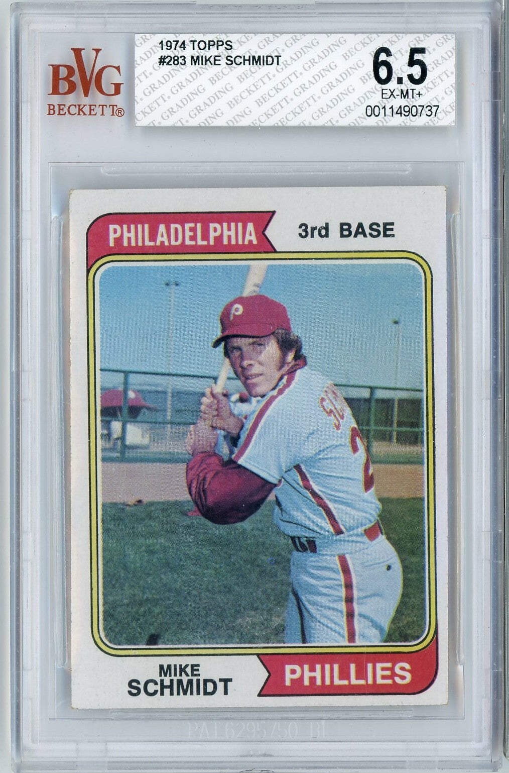 Graded 1974 Topps Mike Schmidt #283 2nd Year Baseball Card BGS 6.5 EX-MT+