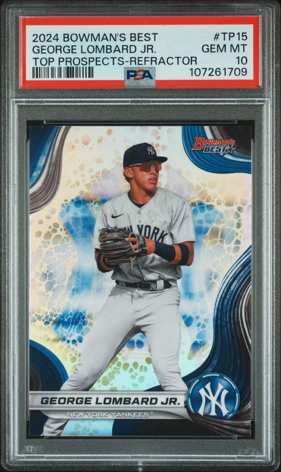 Graded 2024 Bowmans Best George Lombard Jr #TP15 Refractor Baseball Card PSA 10