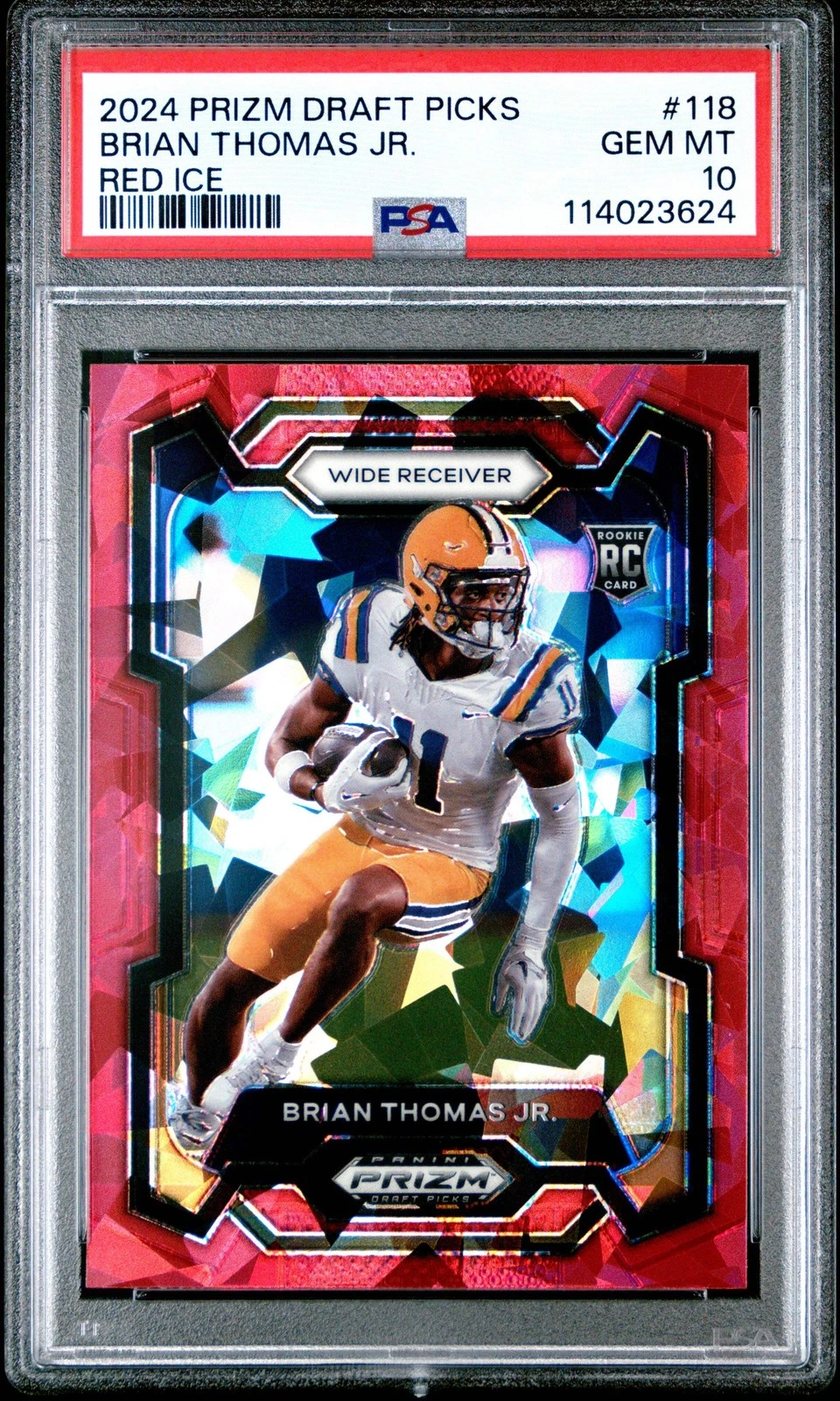 Graded 2024 Panini Prizm DP Brian Thomas Jr #118 Red Ice Rookie Card PSA 10