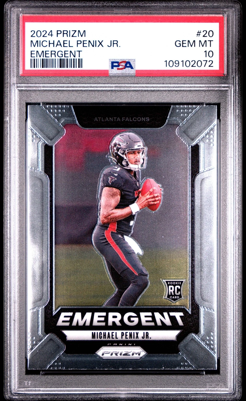 Graded 2024 Panini Prizm Michael Penix Jr #20 Emergent Rookie RC Card PSA 10