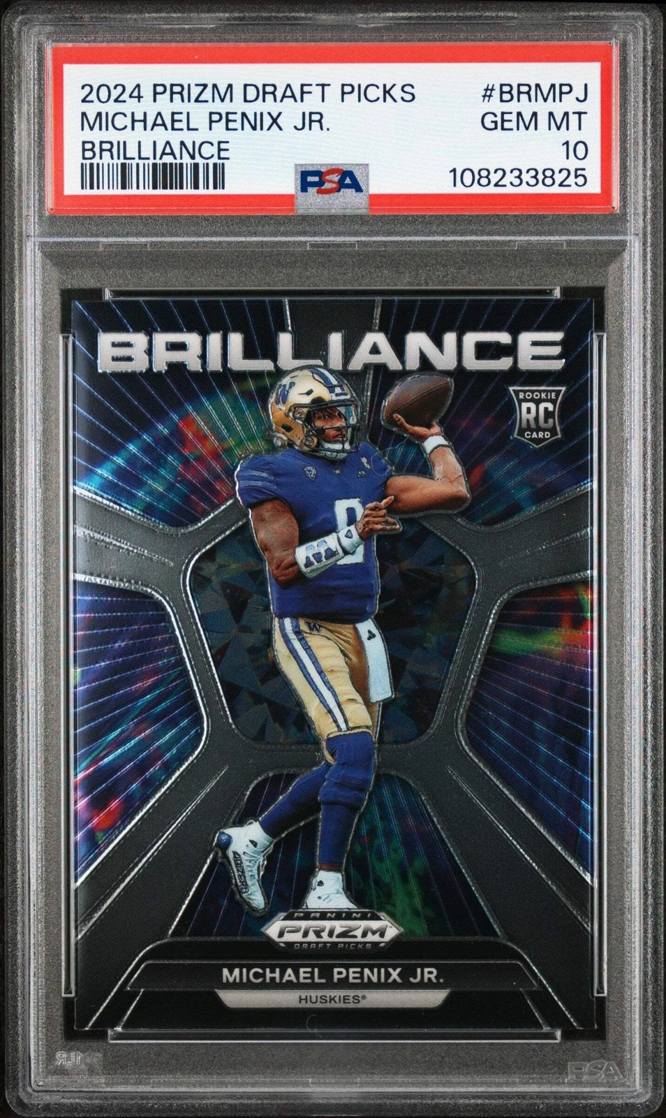 Graded 2024 Panini Prizm DP Michael Penix Jr BRMPJ Brilliance Rookie Card PSA 10