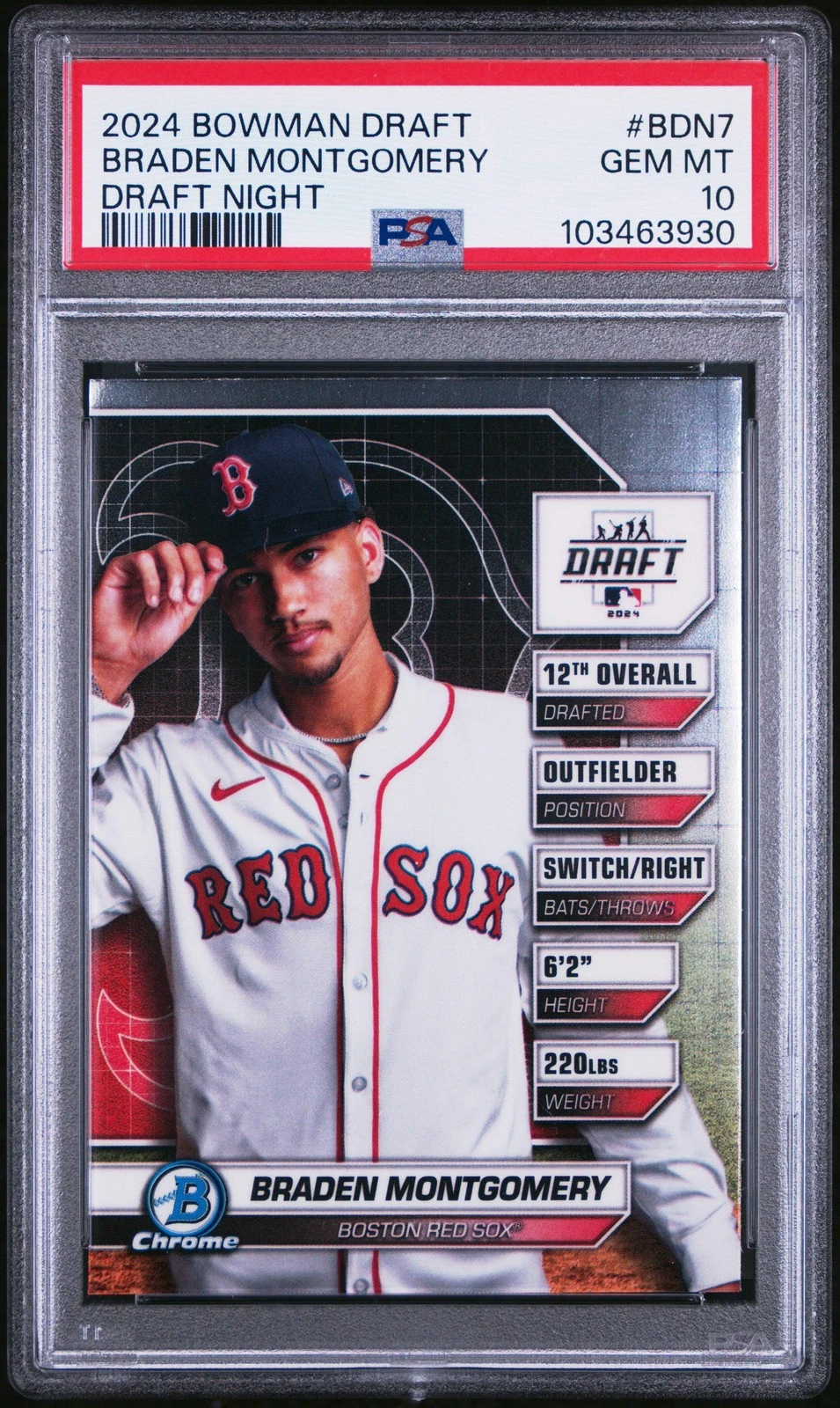 Graded 2024 Topps Bowman Draft Braden Montgomery #BDN7 Night Rookie Card PSA 10