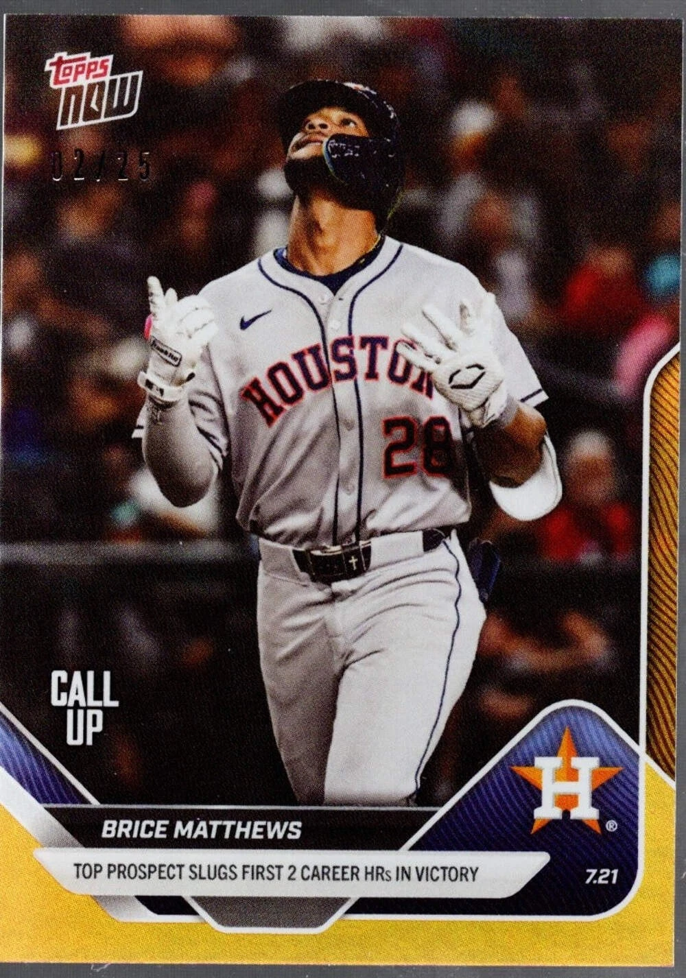 2025 Topps Now Brice Matthews #449 Orange Foil /25 Rookie RC Baseball Card
