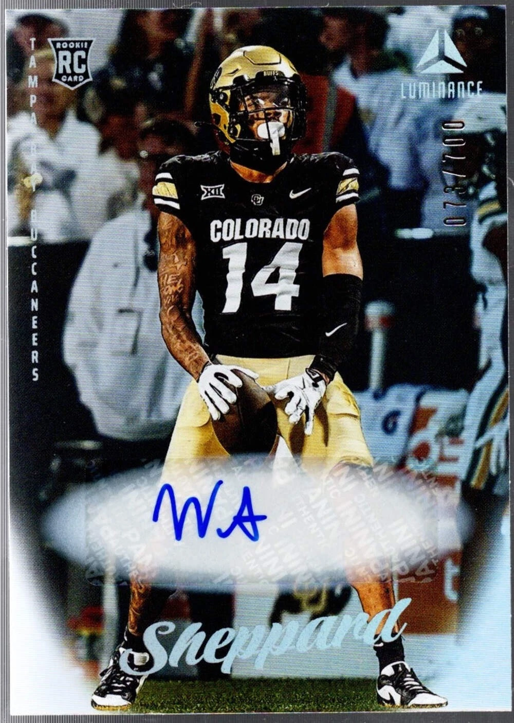2025 Panini Luminance Will Sheppard #136 Auto /700 Rookie RC Football Card