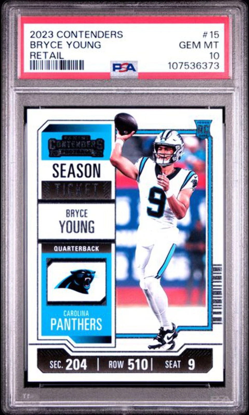 Graded 2023 Panini Contenders Retail Bryce Young #15 RC Football Card PSA 10