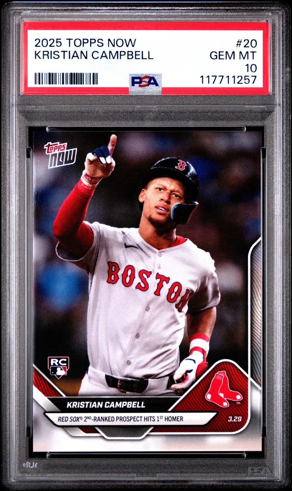 Graded 2025 Topps Now Kristian Campbell #20 Rookie RC Baseball Card PSA 10