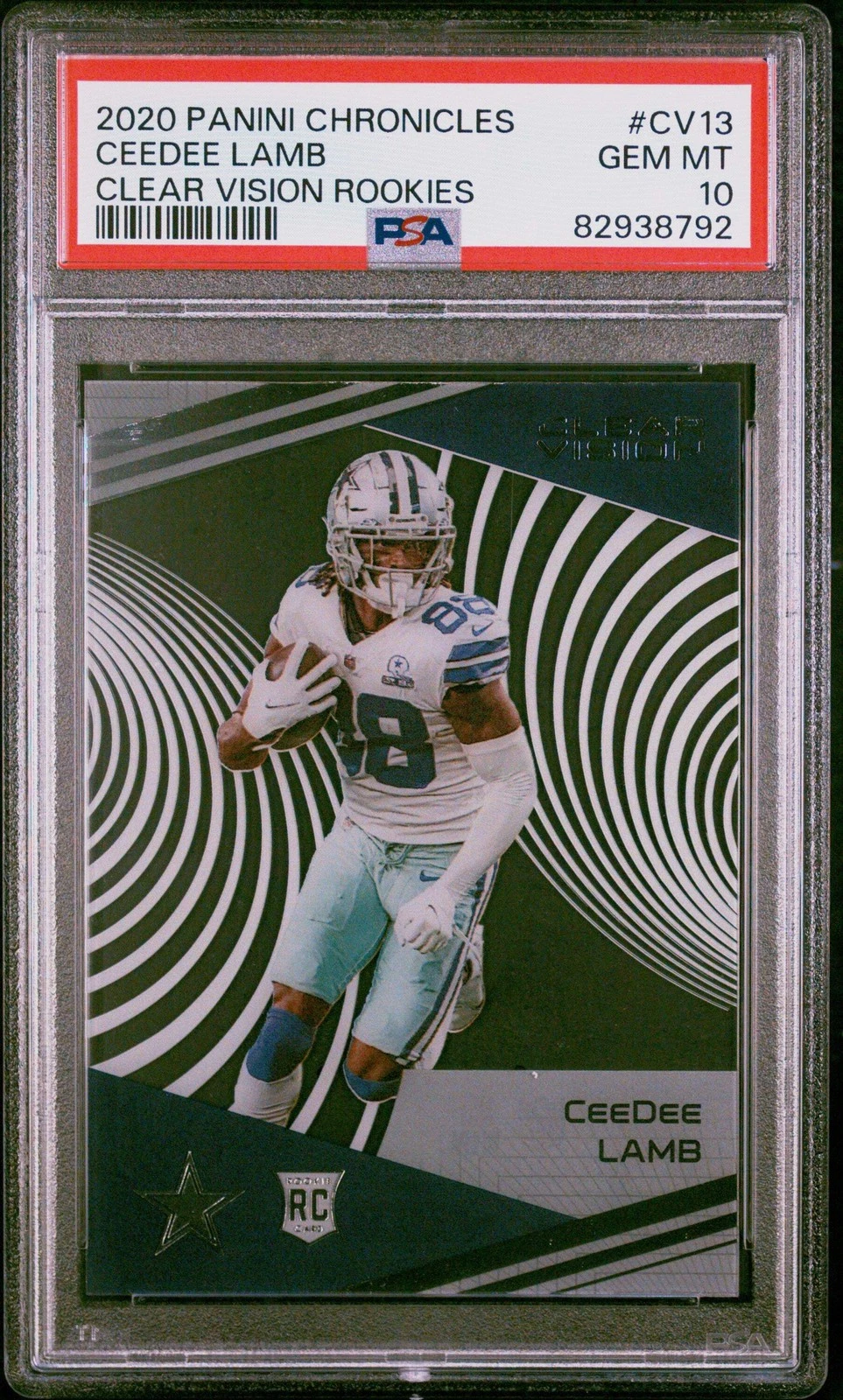 Graded 2020 Chronicles CeeDee Lamb #CV13 Clear Vision RC Football Card PSA 10
