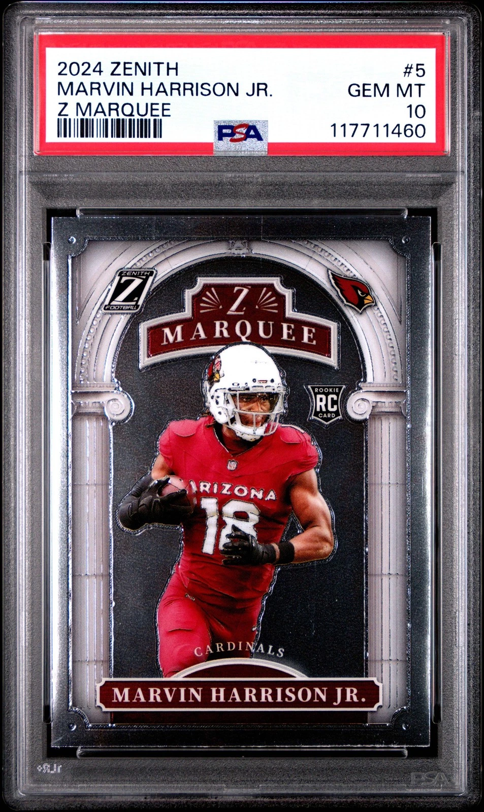 Graded 2024 Zenith Marvin Harrison Jr #5 Z Marquee RC Football Card PSA 10