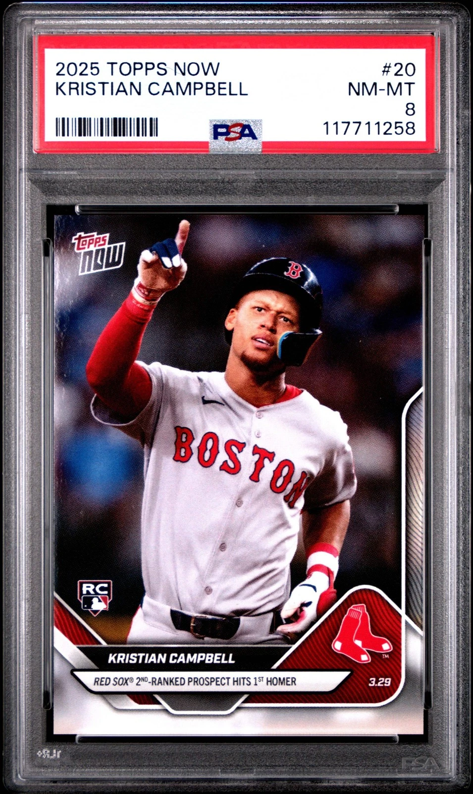 Graded 2025 Topps Now Kristian Campbell #20 Rookie Baseball Card PSA 8 Near Mint