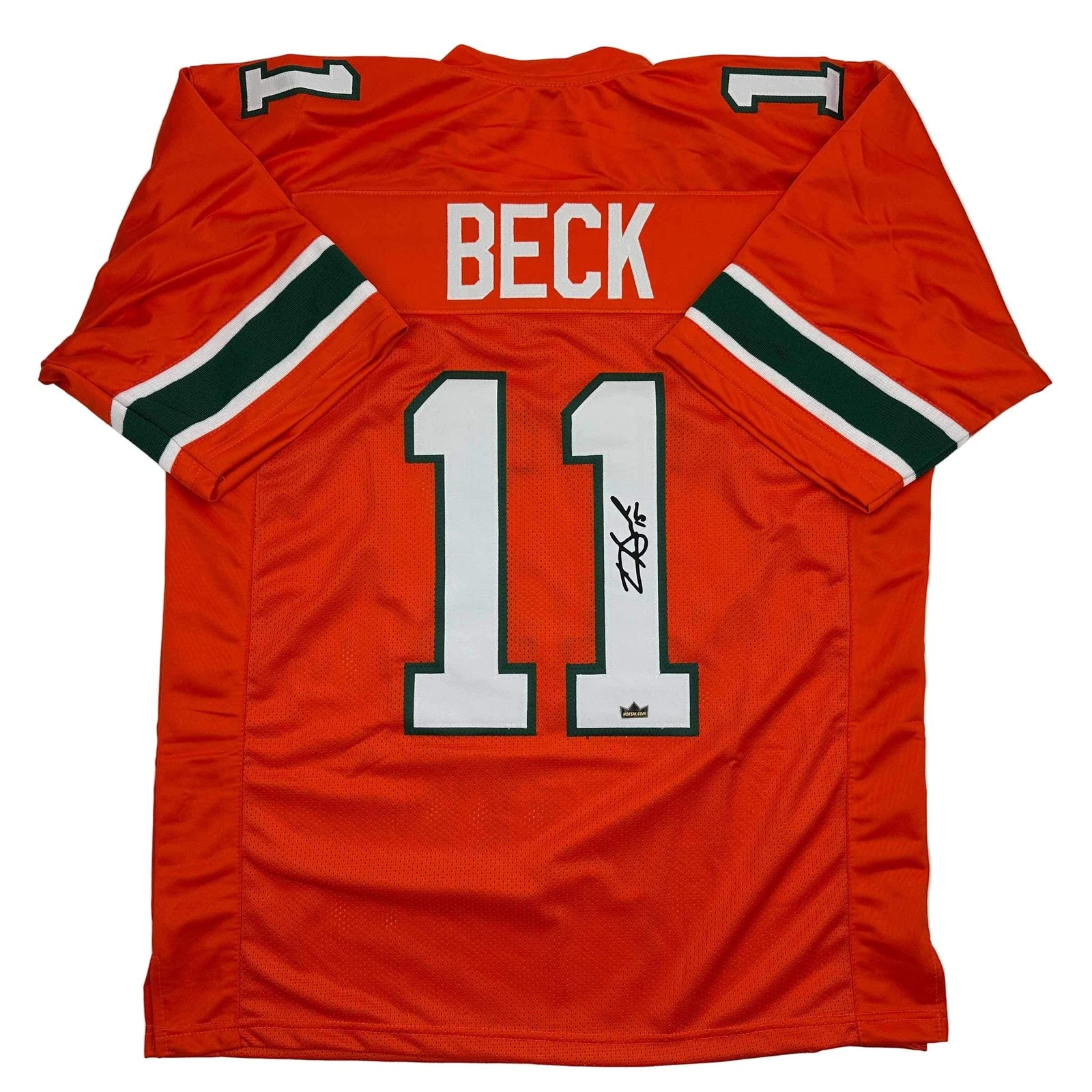 Facsimile Autographed Carson Beck Miami Orange Reprint Jersey Size Men's XL