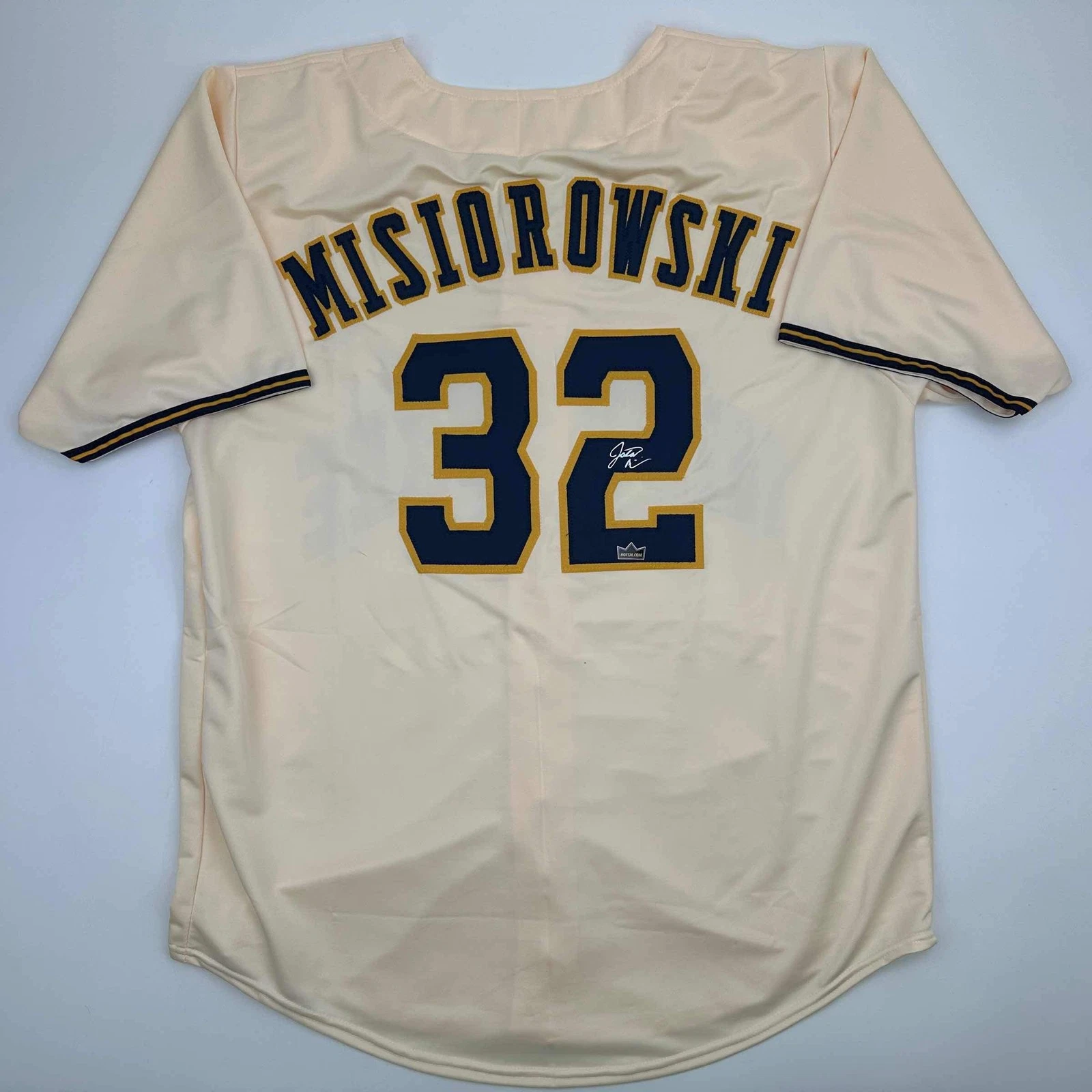 Facsimile Autographed Jacob Misiorowski Milwaukee Cream Reprint Jersey Men's XL