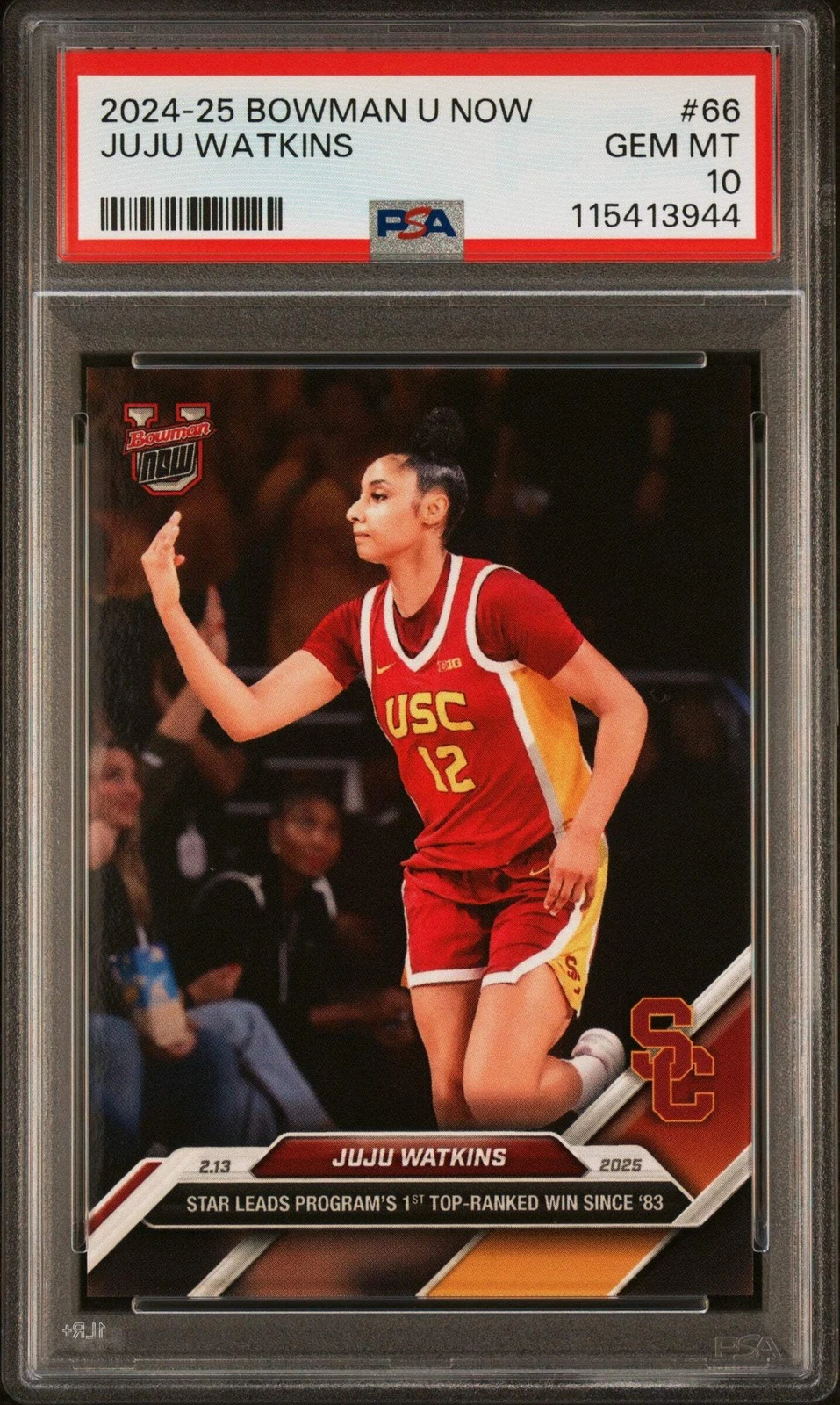 Graded 2024 Topps Bowman U Now JuJu Watkins #66 Rookie RC Card PSA 10 Gem Mint
