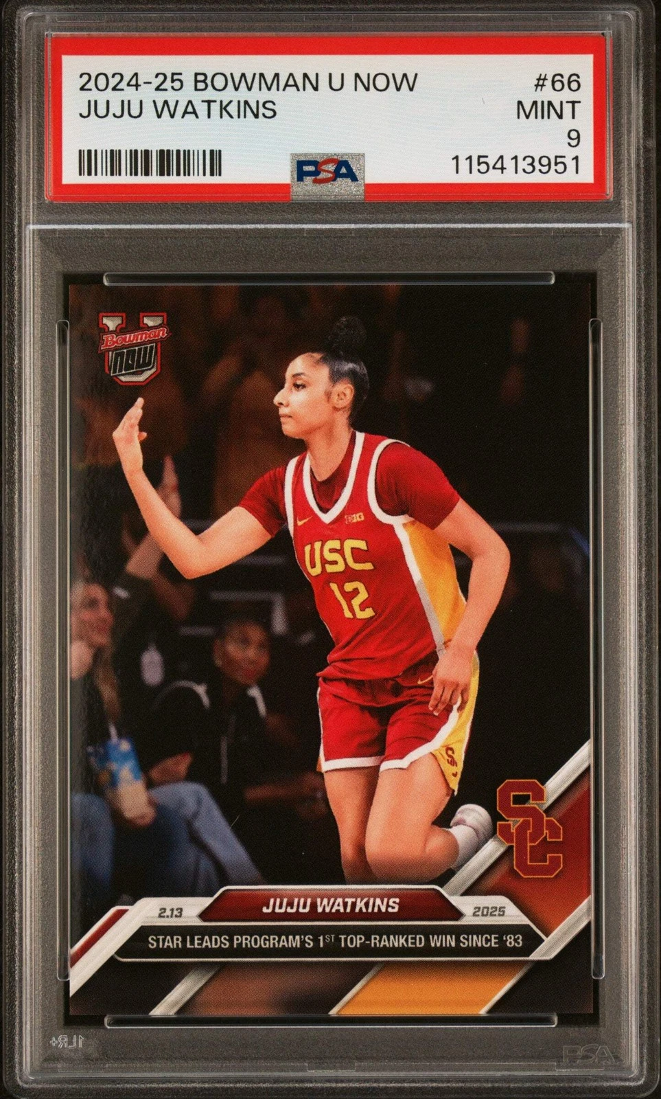 Graded 2024 Topps Bowman U Now JuJu Watkins #66 Rookie RC Card PSA 9 Mint