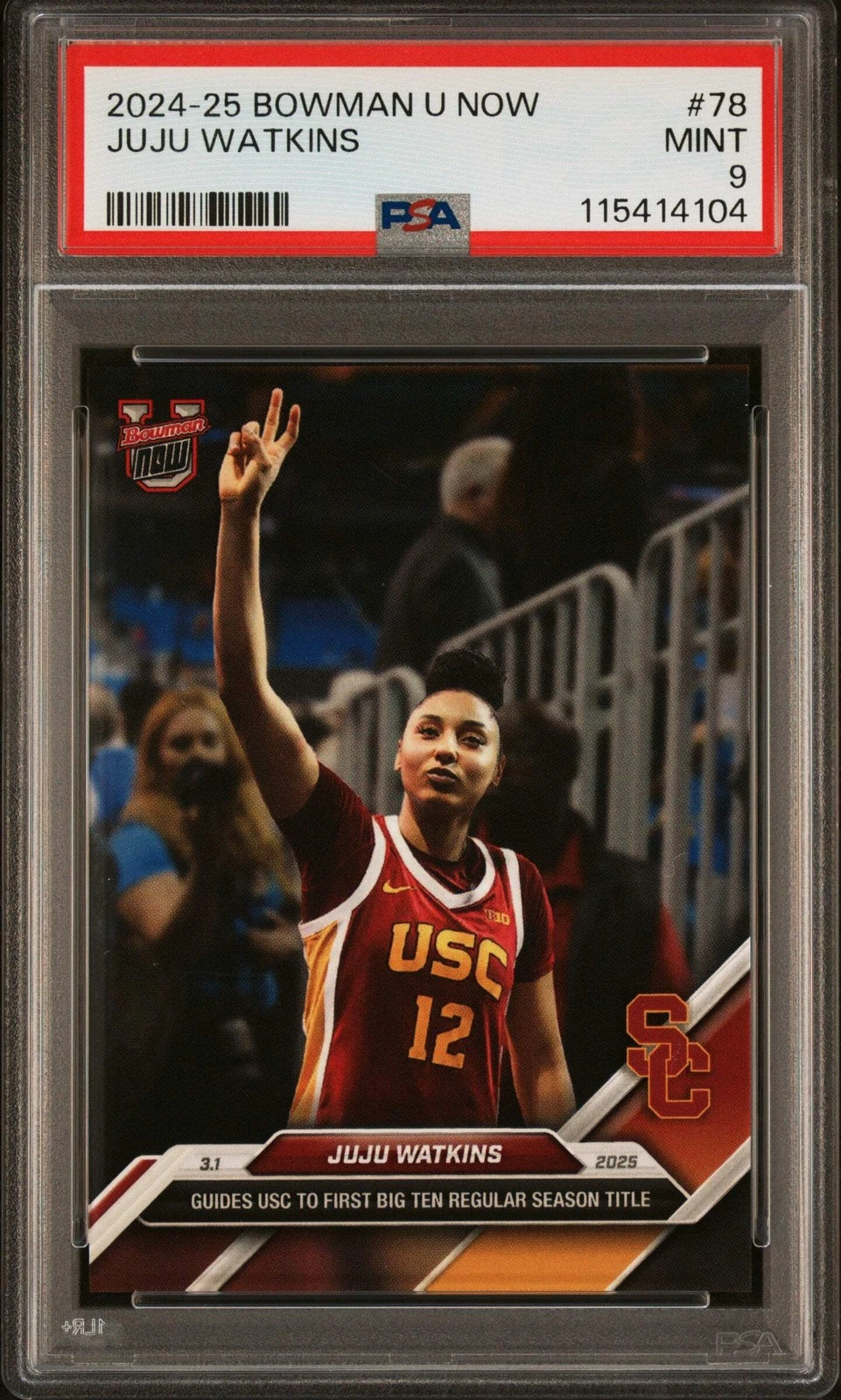 Graded 2024 Topps Bowman U Now JuJu Watkins #78 Rookie RC Card PSA 9 Mint