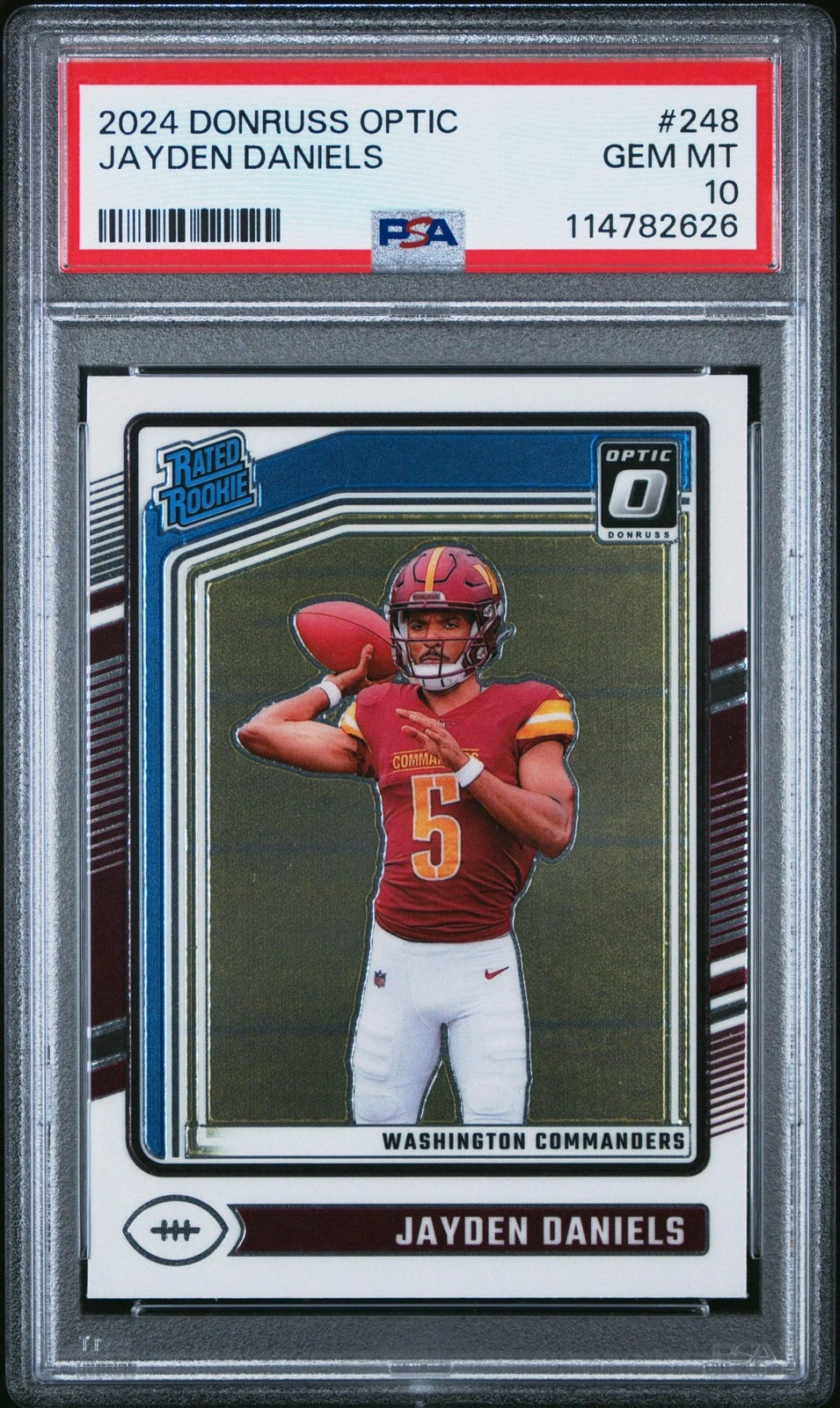 Graded 2024 Panini Donruss Optic Jayden Daniels #248 Rookie Football Card PSA 10