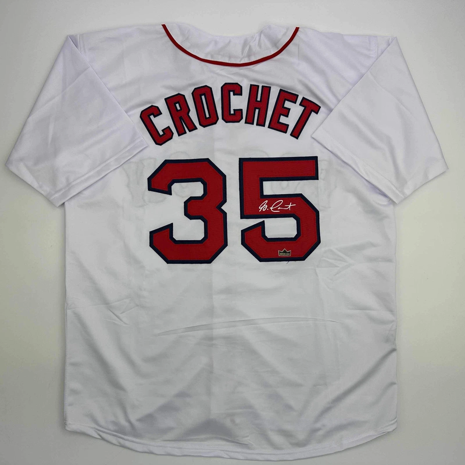 Facsimile Autographed Garrett Crochet Boston White Reprint Jersey Size Men's XL