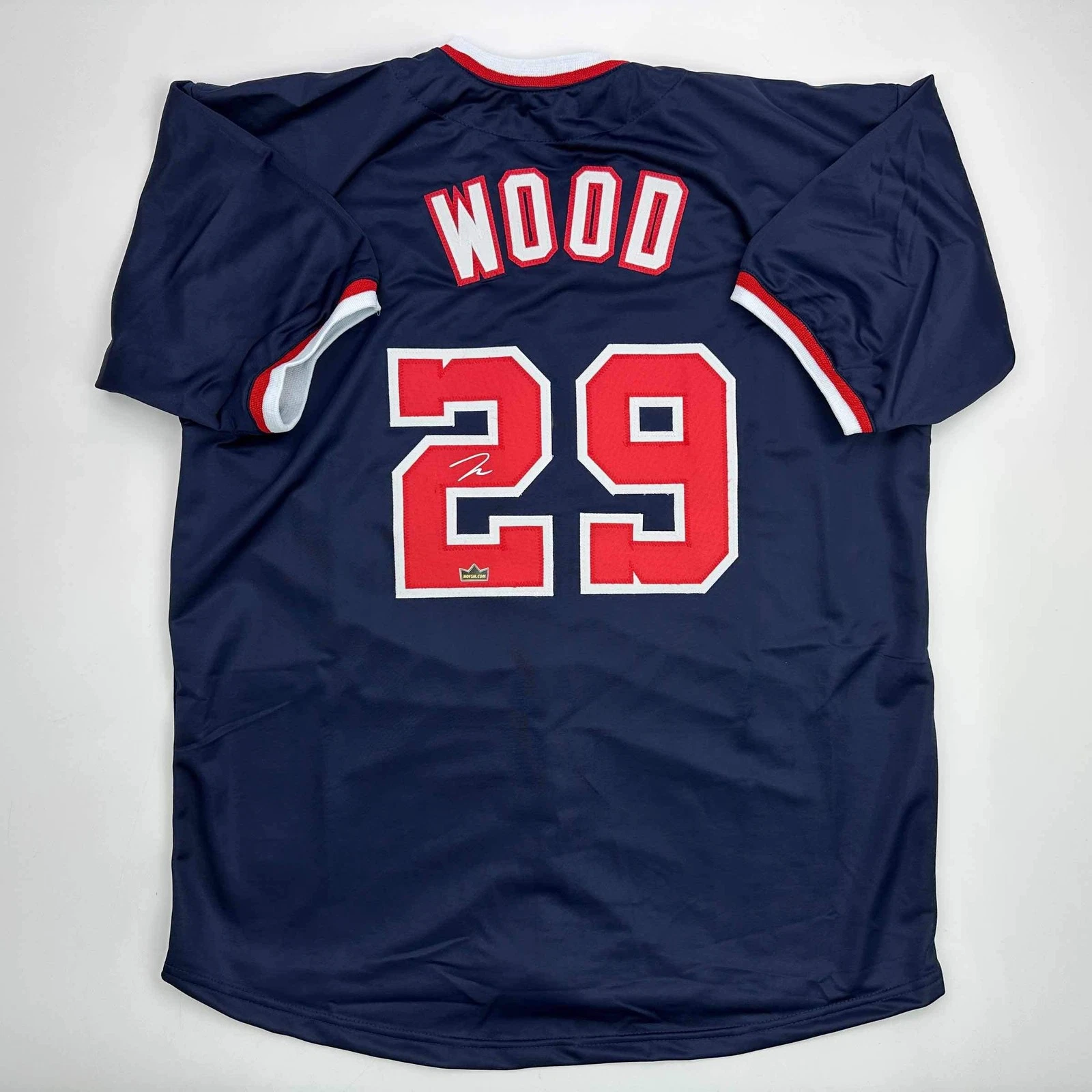 Facsimile Autographed James Wood Washington Blue Reprint Jersey Size Men's XL