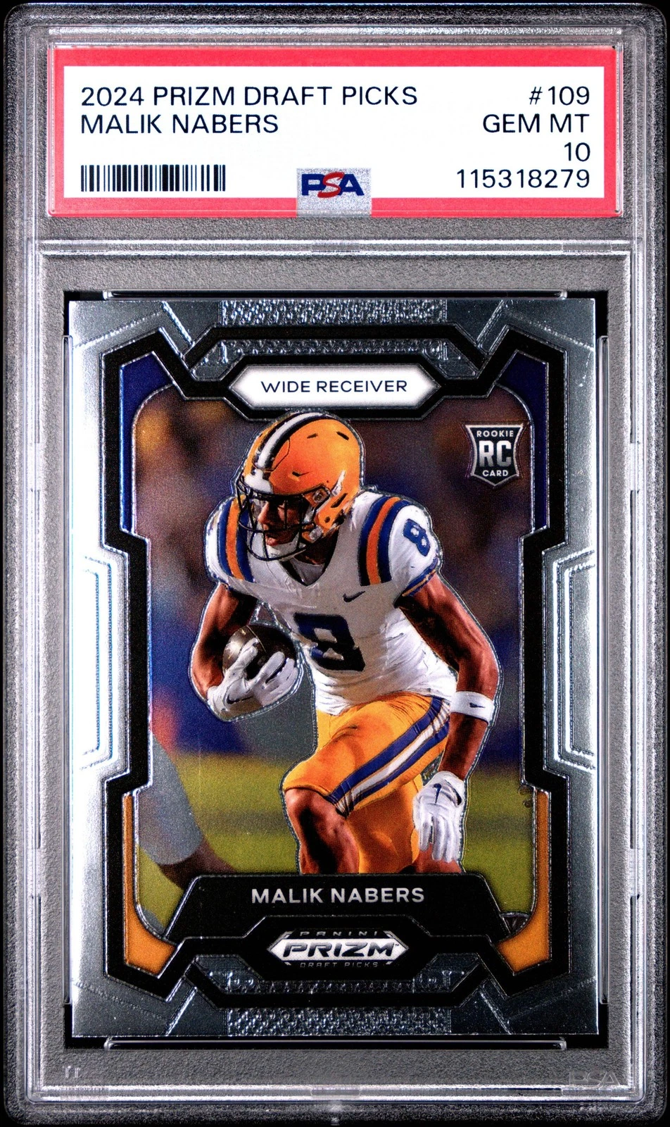 Graded 2024 Panini Prizm DP Malik Nabers #109 Rookie RC Football Card PSA 10