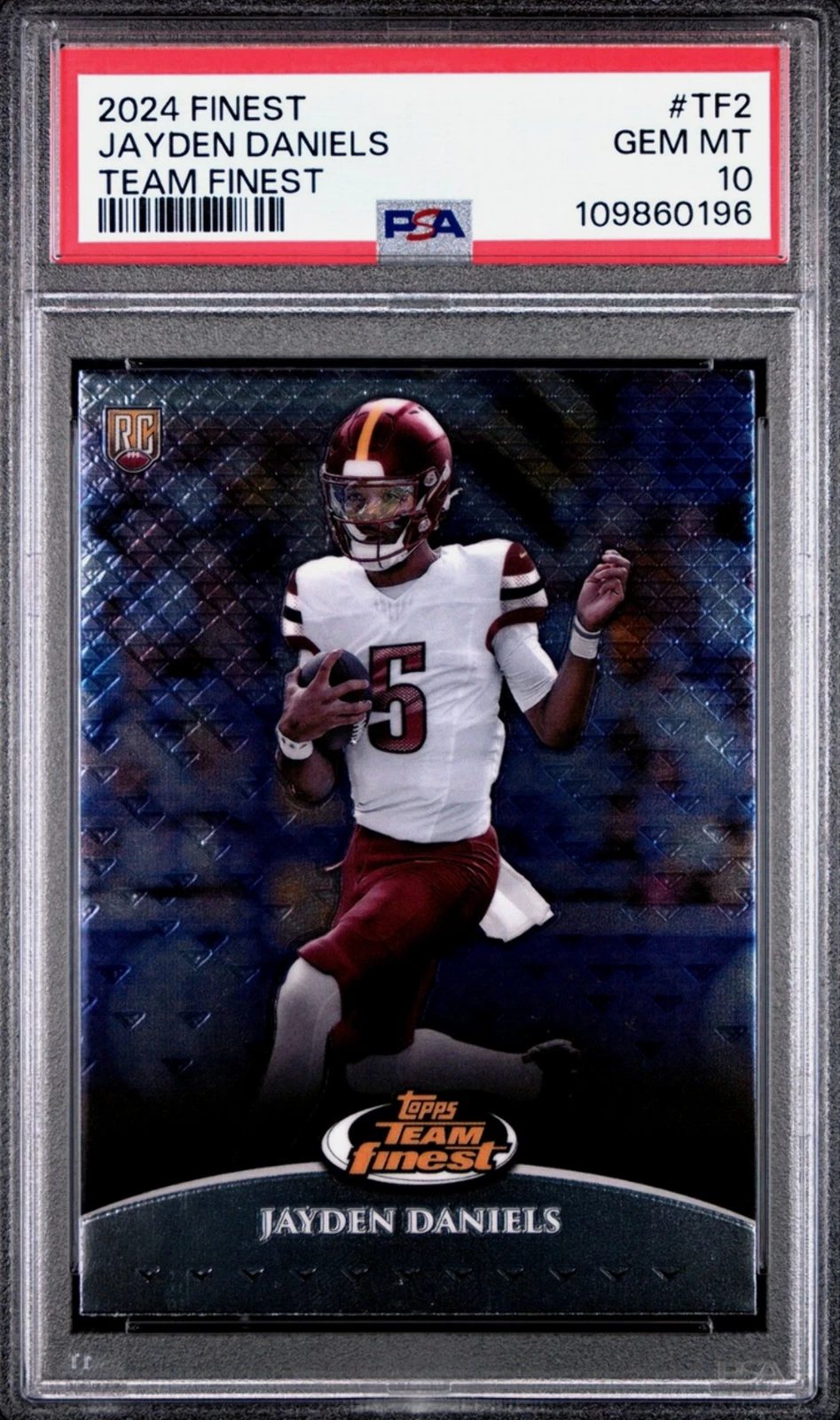 Graded 2024 Topps Finest Jayden Daniels #TF2 Team Finest RC Football Card PSA 10