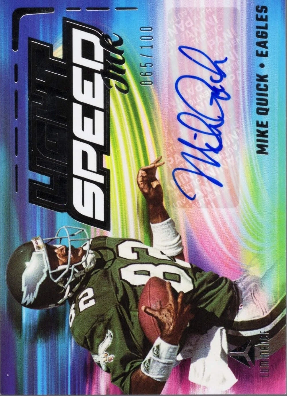 2025 Panini Luminance Mike Quick #LSIMQU Light Speed Ink Auto /100 Football Card