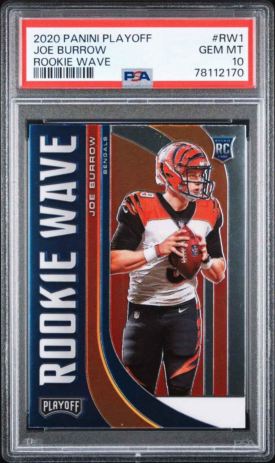 Graded 2020 Panini Playoff Joe Burrow #RW1 Rookie Wave RC Football Card PSA 10