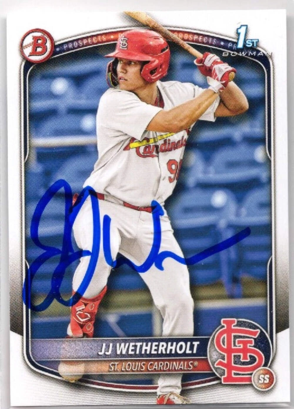 2025 Topps Bowman JJ Wetherholt #BP22 Signed St Louis Cardinals Rookie RC Card