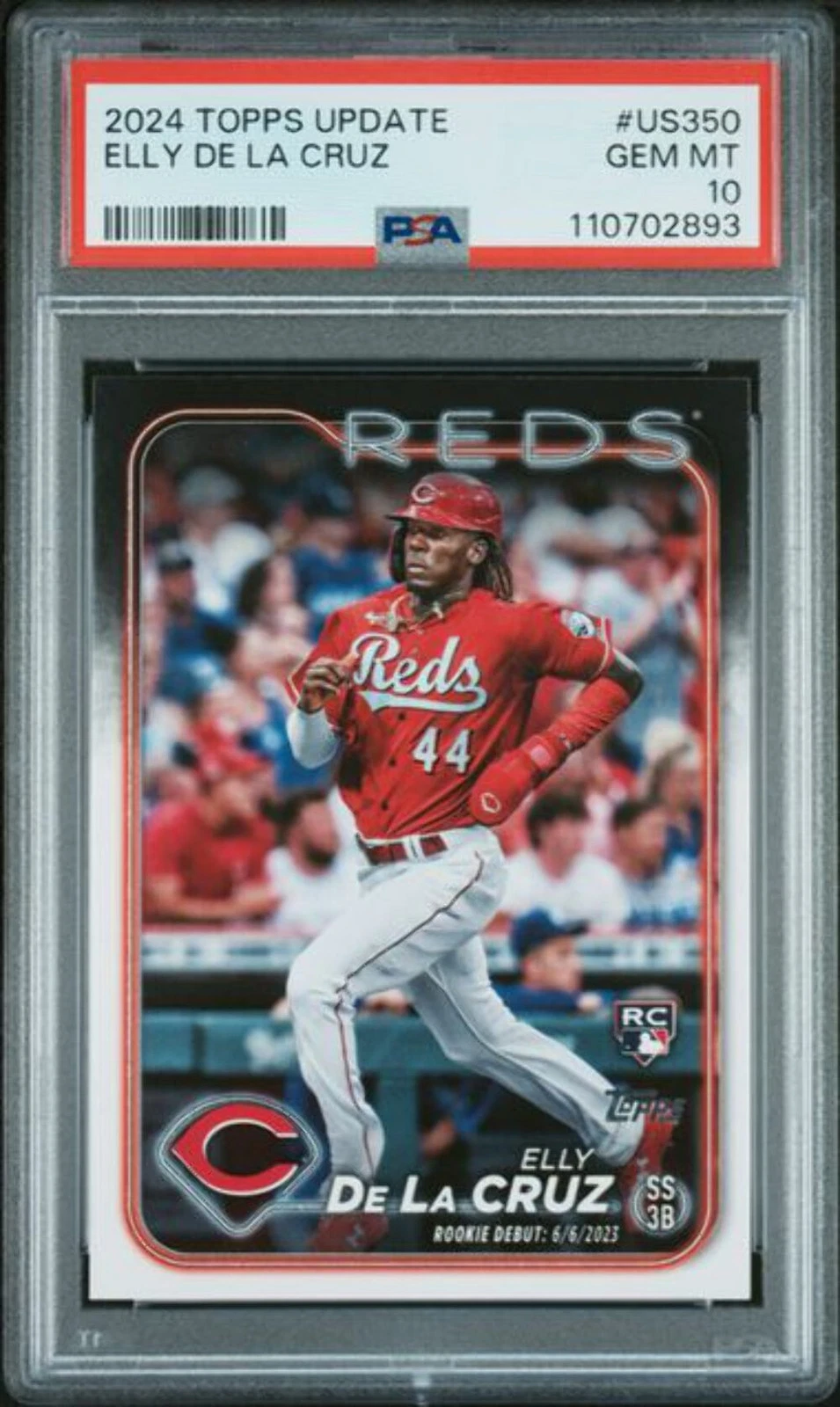 Graded 2024 Topps Update Elly De La Cruz #US350 Rookie RC Baseball Card PSA 10