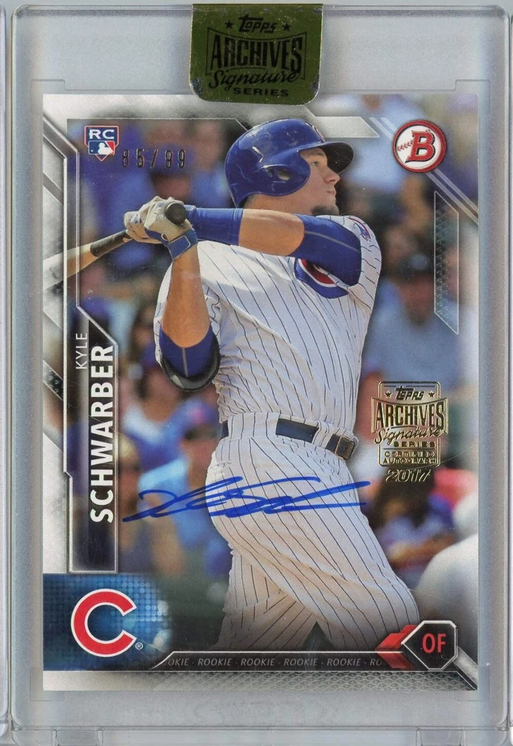 2017 Topps Archives 2016 Bowman Kyle Schwarber #122 /99 Auto RC Baseball Card