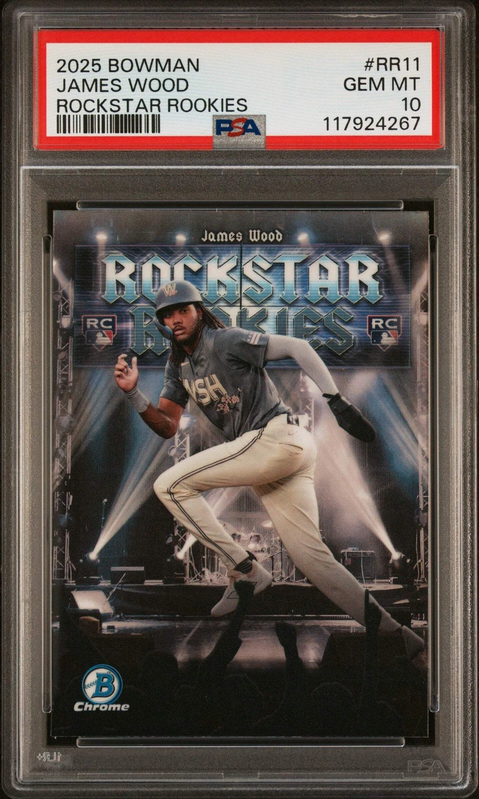 Graded 2025 Topps Bowman James Wood #RR11 Rockstar Rookies Baseball Card PSA 10