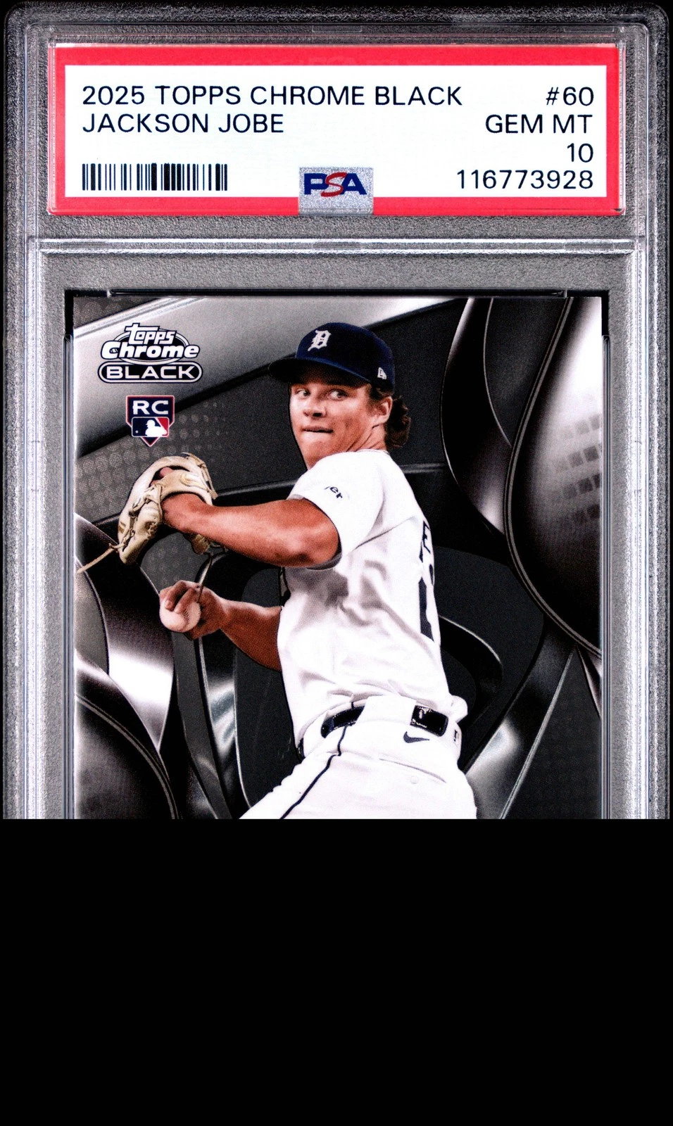 Graded 2025 Topps Chrome Black Jackson Jobe #60 Rookie RC Baseball Card PSA 10