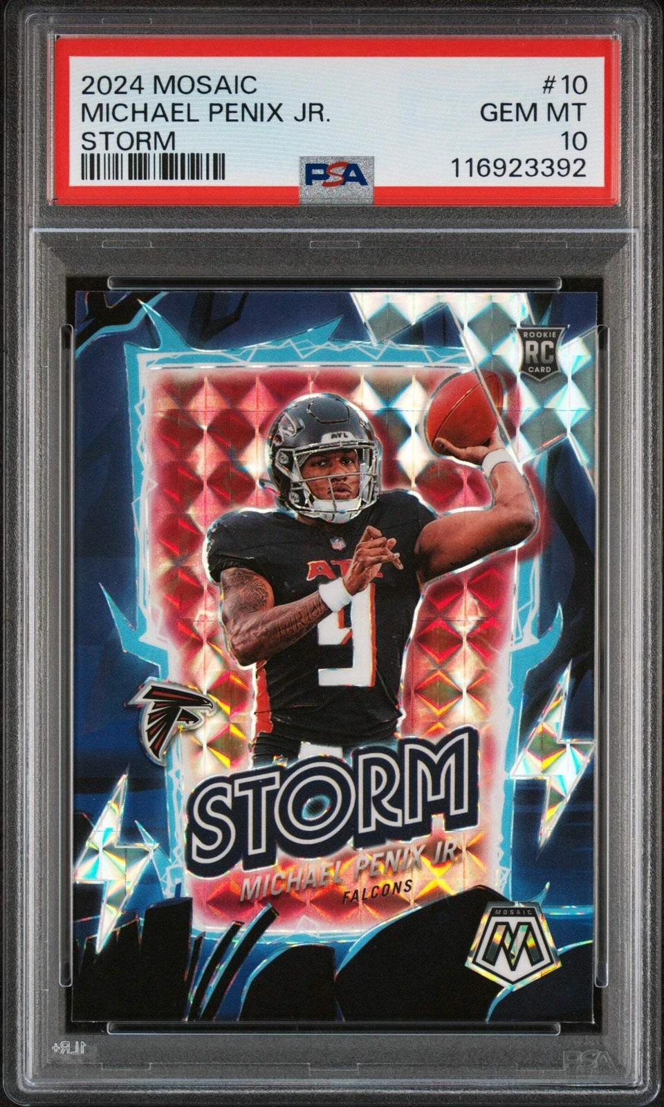 Graded 2024 Panini Mosaic Michael Penix Jr #10 Storm Rookie Football Card PSA 10