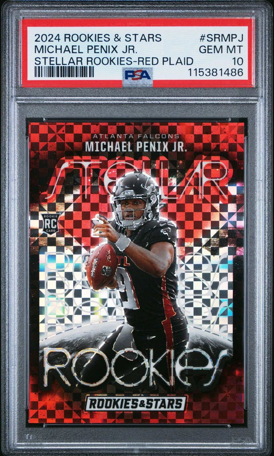 Graded 2024 Panini R&S Michael Penix Jr #SRMPJ Red Plaid RC Football Card PSA 10