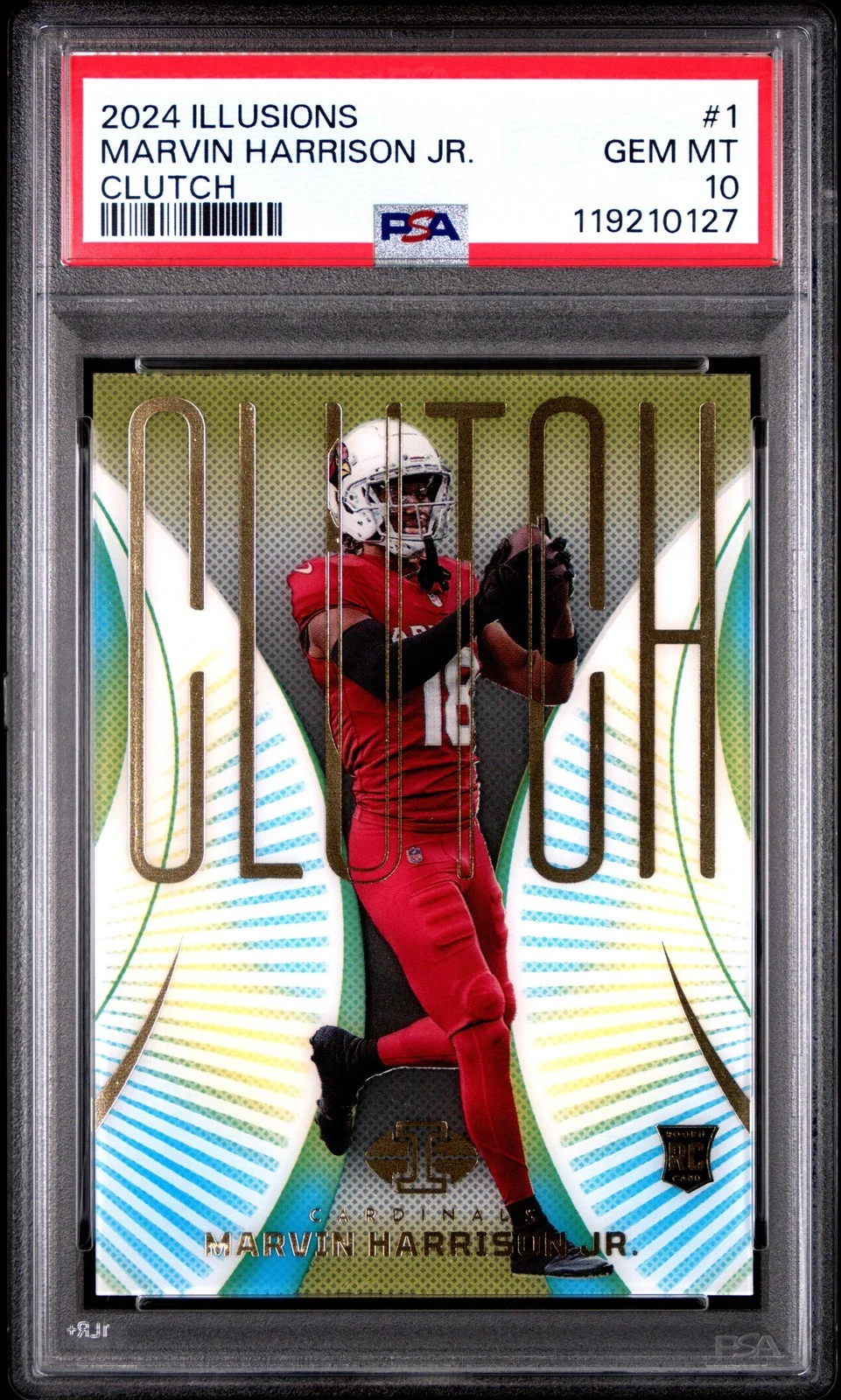 Graded 2024 Illusions Marvin Harrison Jr #1 Clutch Rookie Football Card PSA 10
