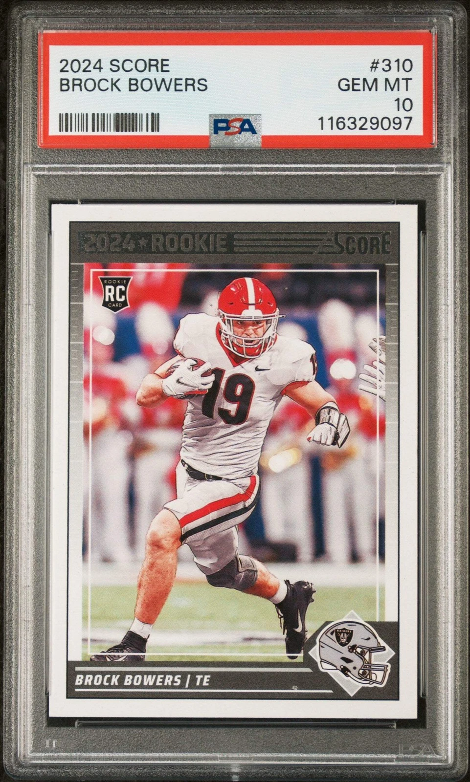 Graded 2024 Panini Score Brock Bowers #310 Rookie RC Football Card PSA 10