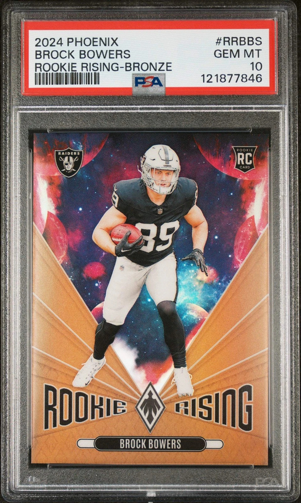 Graded 2024 Phoenix Brock Bowers #RRBBS Rising Bronze /75 Football Card PSA 10