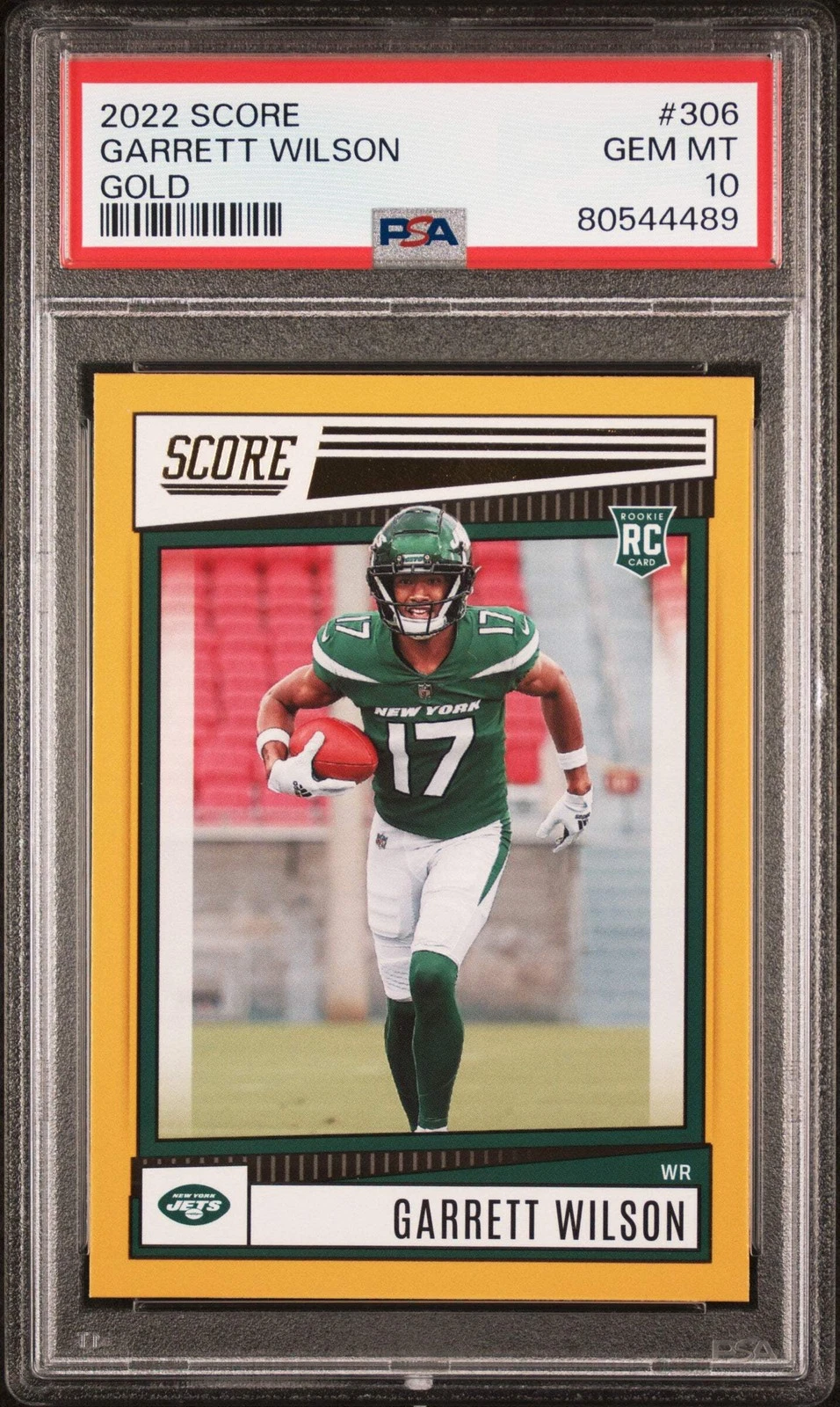 Graded 2022 Panini Donruss Garrett Wilson #306 Gold Rookie Football Card PSA 10